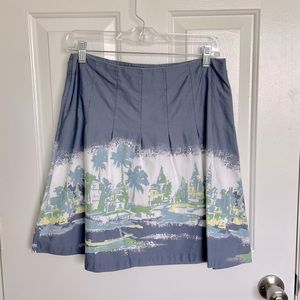 FINAL SALE $5 // Fun Pleated Vintage Tropical A-Line Skirt 100% Cotton Size 2